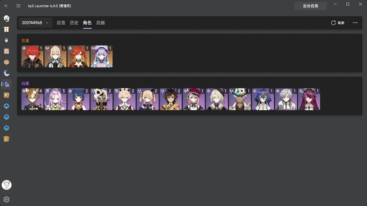 祈愿历史角色统计